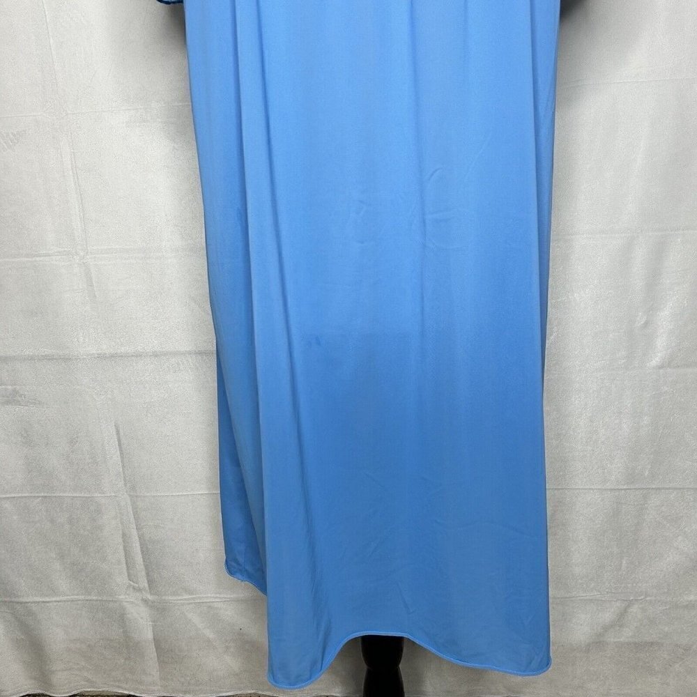 Vanity Fair Vintage Nightgown Blue Silky Nylon Lace Top Gown Sz 38 (M) USA Vtg - Picture 10 of 10